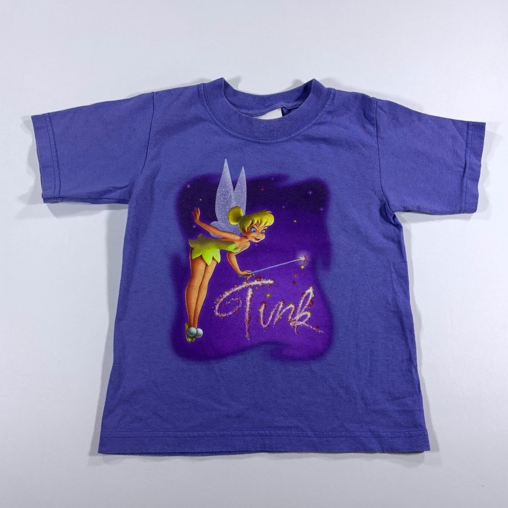 Vintage Y2K Tinker Bell Shirt Disney Store Glitter Shimmer Tink  Kids XXS 2-3